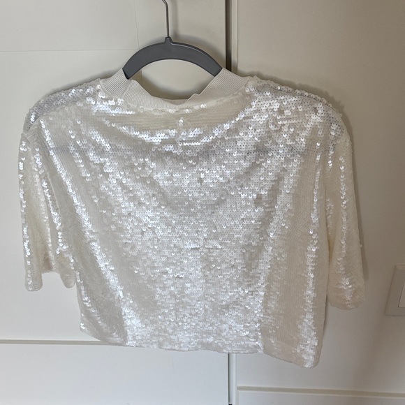 All Saints Jurla Sequin Top in Arctic White - Picture 5 of 5